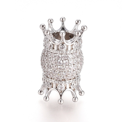 Brass Micro Pave Cubic Zirconia European Beads ZIRC-G166-46-1