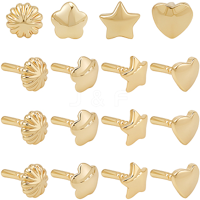 60Pcs 4 Styles Brass Peg Bails Pin Charms KK-BBC0022-87-1