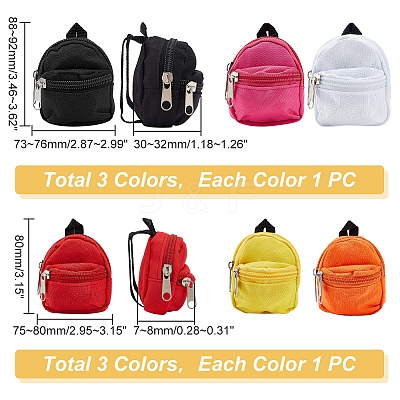 6Pcs 6 Style Casual Mini Cloth Doll Backpack AJEW-PH0004-15-1