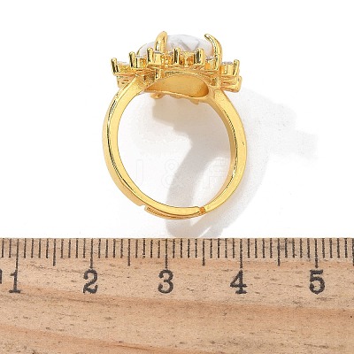 Sunflower Natural Howlite Finger Rings RJEW-B113-03G-06-1