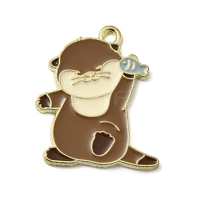 Golden Plated Alloy Enamel Pendants ENAM-L049-02G-02-1