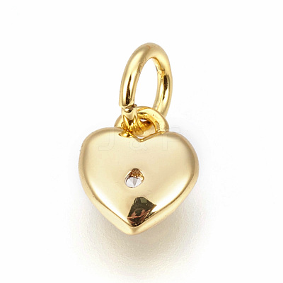 Brass Micro Pave Cubic Zirconia Charms X-ZIRC-F095-04G-1