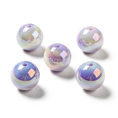 UV Plating Opaque Rainbow Iridescent Acrylic Beads MACR-D063-01B-04-1