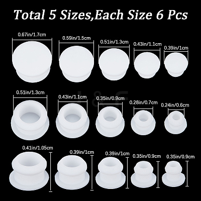 30Pcs 5 Style Silicone Bottle Seal Plug AJEW-GF0008-09B-1