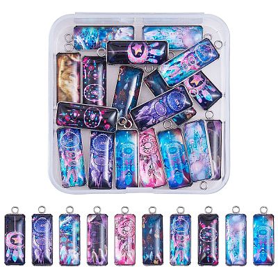 10Pairs 10 Style Bohemian Style Glass Pendants STAS-SZ0003-09-1