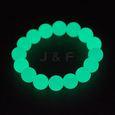 Synthetic Luminous Stone Beaded Stretch Bracelet BJEW-P203-8mm-01B-1