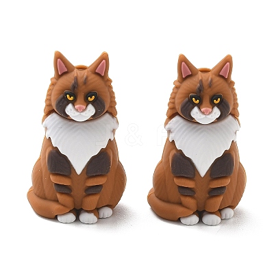 Maine Coon Cat Shape Food Grade Silicone Focal Beads SL-CBAAE23-03-1