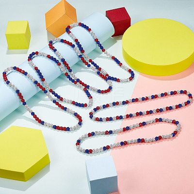 Polymer Clay Rhinestone Round Beaded Necklaces NJEW-SW00049-04-1