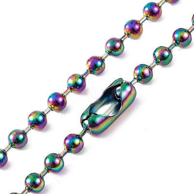 Ion Plating(IP) 304 Stainless Steel Ball Chain Necklaces for Women NJEW-G135-01D-RC-1