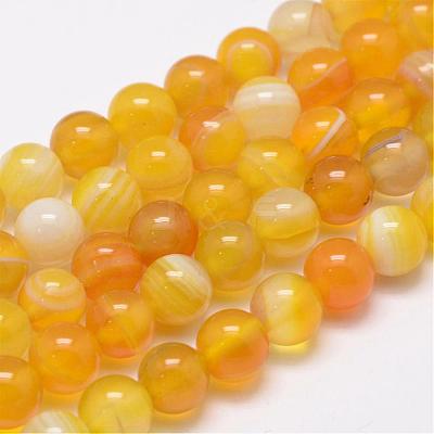 Natural Striped Agate/Banded Agate Bead Strands G-K155-A-8mm-06-1