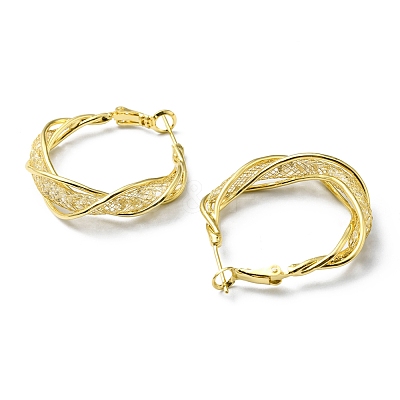 Crystal Rhinestone Hoop Earrings EJEW-D055-22G-1