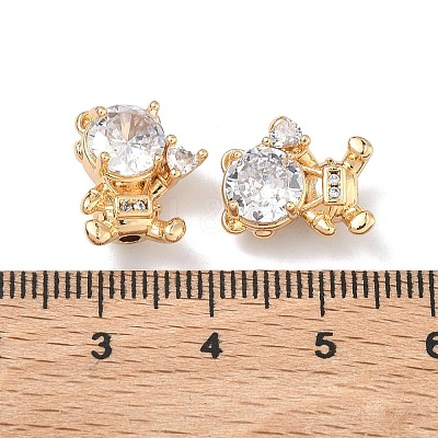 Brass Micro Pave Clear Cubic Zirconia Beads KK-B172-15G-1