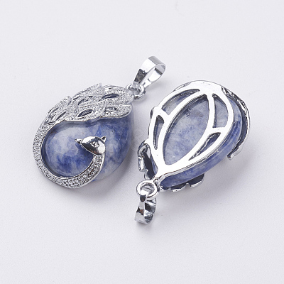 Natural Blue Spot Jasper Pendants X-G-E442-04D-1
