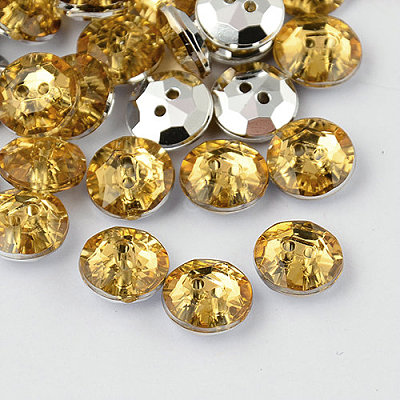 2-Hole Taiwan Acrylic Rhinestone Flat Round Buttons BUTT-F015-11.5mm-30-1