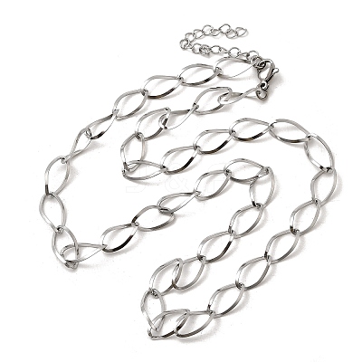 304 Stainless Steel Teardrop Link Chain Necklaces for Women Men NJEW-A058-02P-1