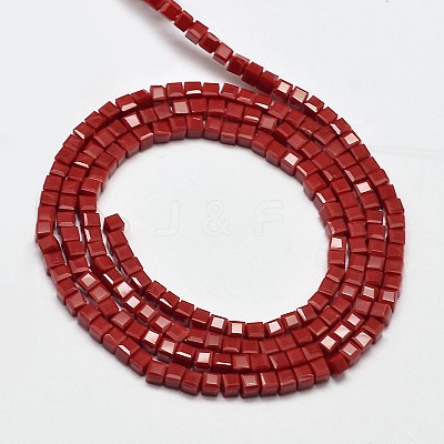Faceted Cube Glass Beads Strands EGLA-J133-C02-1