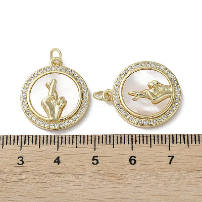 Gesture Theme Brass Micro Pave Cubic Zirconia Pendants KK-G485-18C-G-1