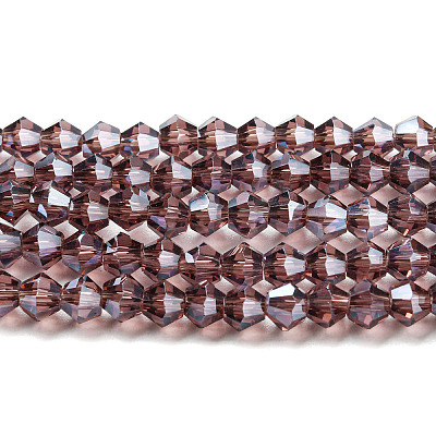 Transparent Electroplate Glass Beads Strands GLAA-F029-4mm-C05-1