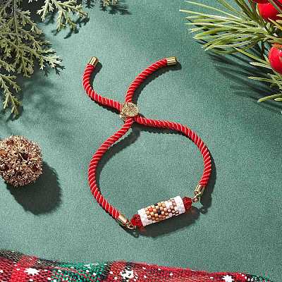 3Pcs 3 Styles Christmas Handmade Glass Seed Beaded Slider Bracelets BJEW-MZ00226-1