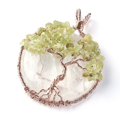 Natural Quartz Crystal & Peridot Big Pendants G-G771-B07-1