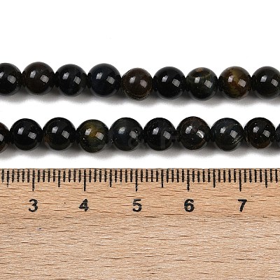Natural Yellow Blue Tiger Eye(Dyed & Heated) Bead Strands G-P230-07-6mm-AB-01-1