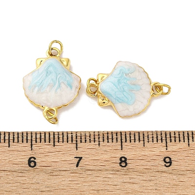 304 Stainless Steel Light Cyan Enamel Shell Shape Connector Charms STAS-U061-06G-1