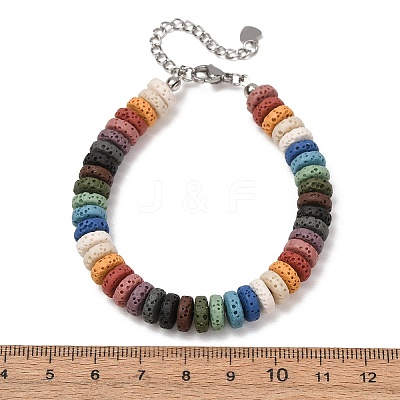 Chakra Dyed Natural Lava Rock Heishi Beaded Bracelets GG-CBA922D-04-1