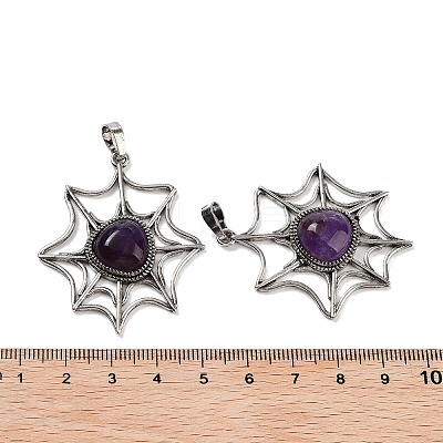 Natural Amethyst Spider Web Pendants X-G-Q163-09AS-08-1