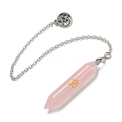 Bullet Natural Rose Quartz Pointed Dowsing Pendulums AJEW-B106-01AS-04-1