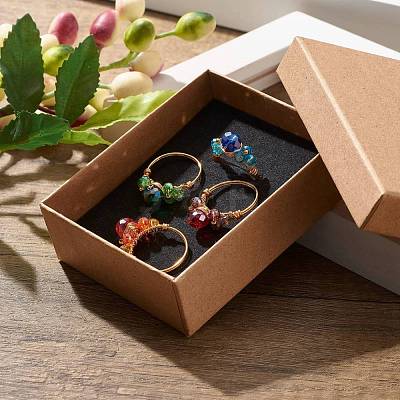 Electroplate Faceted Glass Beads Finger Rings RJEW-TA00014-1