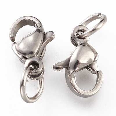 Tarnish Resistant 304 Stainless Steel Lobster Claw Clasps STAS-G240-01A-P-1