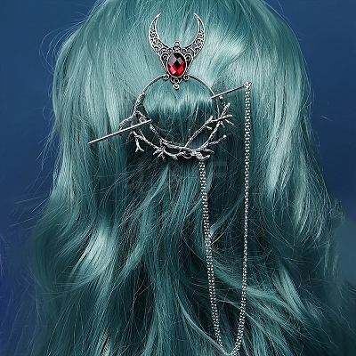 Gothic Witch Theme Branch Alloy Rhinestone Hair Cuff Pin PW-WG49D80-07-1