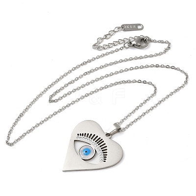 Heart with Evil Eye 304 Stainless Steel Enamel Pendant Necklaces NJEW-E104-05P-1
