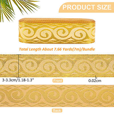 7M Polyester Jacquard Floral Ribbons SRIB-WH0011-140B-1