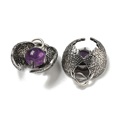 Bat Natural Amethyst Pendants G-F766-03AS-08-1