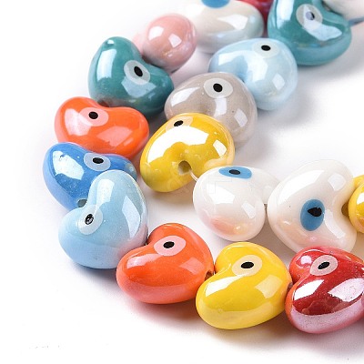 Glazed Porcelain Beads Strands X-PORC-K003-02-1