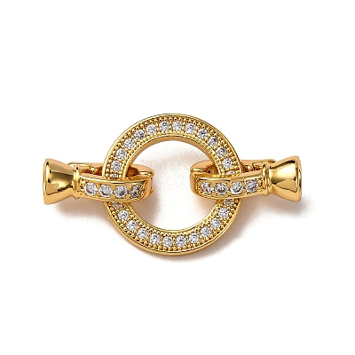 Ring Brass Micro Pave Clear Cubic Zirconia Fold Over Clasps KK-Z121-22G-02-1