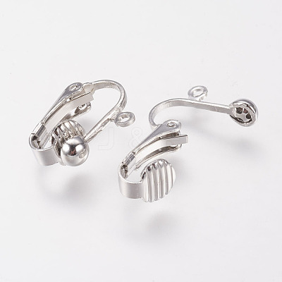 Brass Clip-on Earring Findings KK-E491-P-1