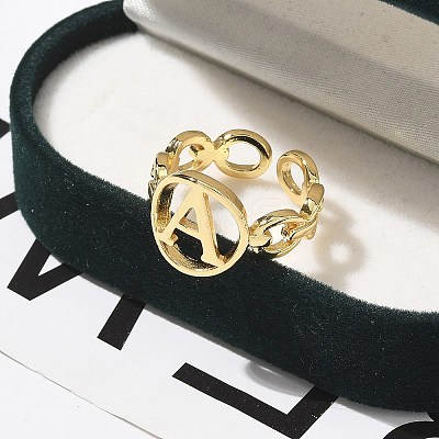 Brass Open Cuff Rings for Women RJEW-K289-01G-A-1