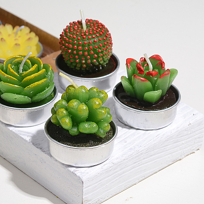Cactus Paraffin Smokeless Candles DIY-G024-F-1