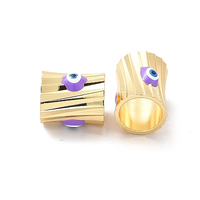 Brass Enamel Evil Eye Beads KK-P222-02G-1