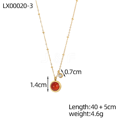 304 Stainless Steel & Red Agate Necklaces STAS-OY013-12G-1