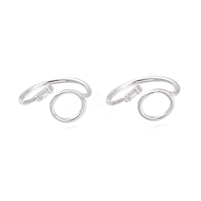 Brass Micro Pave Clear Cubic Zirconia Cuff Rings RJEW-F103-05-P-1