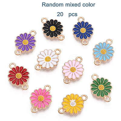 20Pcs Zinc Alloy Enamel Sunflower Connector Charms ENAM-FP0002-58-1