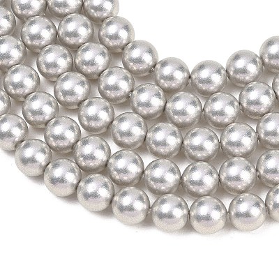 Frosted Glass Pearl Beads Strands GLAA-A044-08A-09-1
