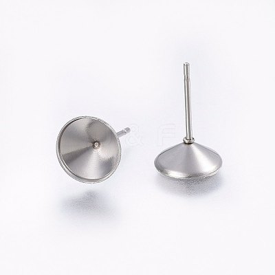 Non-Tarnish 201 Stainless Steel Stud Earring Settings STAS-I095--01P-C-1