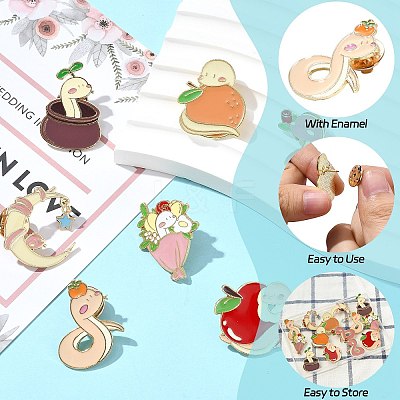 14Pcs 7 Styles Snake Enamel Pins JEWB-CJ0001-55-1