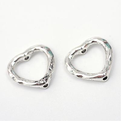 Tibetan Style Alloy Heart Bead Frames TIBE-R309-11AS-RS-1