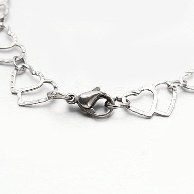 Tarnish Resistant 304 Stailess Steel Heart to Heart Link Chain Bracelets BJEW-N280-12P-1