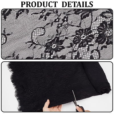 Flower Pattern Polyester Lace Fabrc DIY-WH20007-849B-1